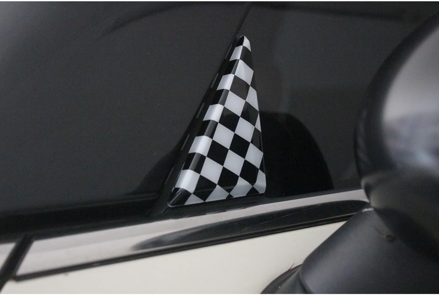 2PCS Door Window Corner A Pillar Trim Cover Case Car Accessories Decoration for Mini Cooper F Series 2014-2024 (Checkered, for F57)