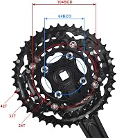 CYSKY MTB Hajtómű 3 Fogaskerék 44-32-22T 170mm 9/10 Sebességes Kerékpár Hajtókar 3