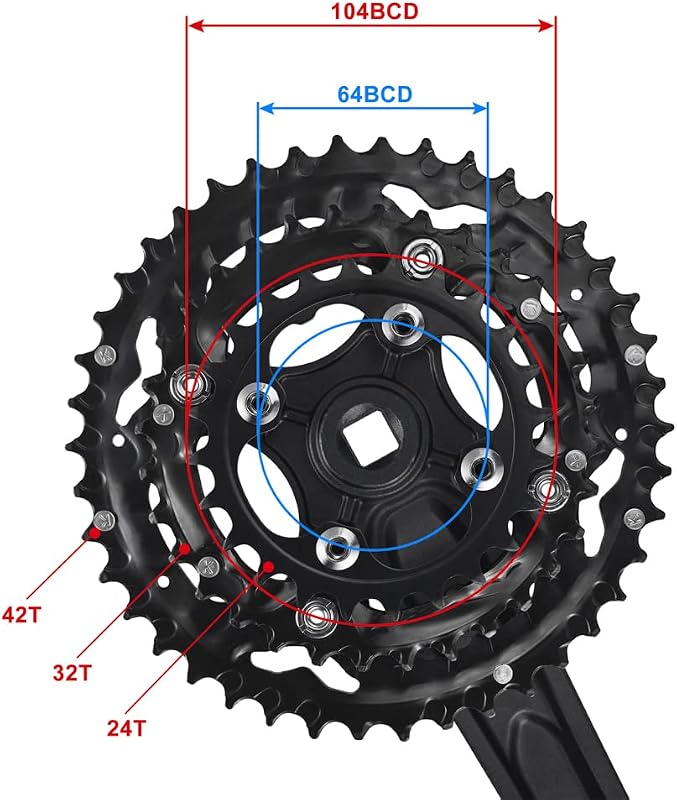 CYSKY MTB Hajtómű 3 Fogaskerék 44-32-22T 170mm 9/10 Sebességes Kerékpár Hajtókar