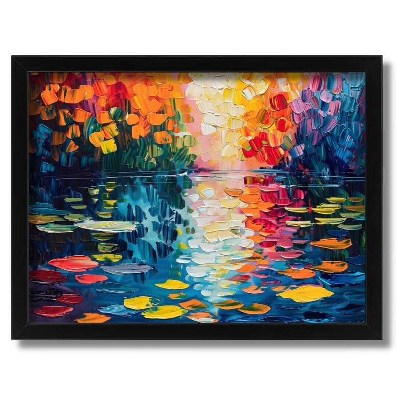 Peinture paysage étang vibrant pour habiller une chambre à coucher