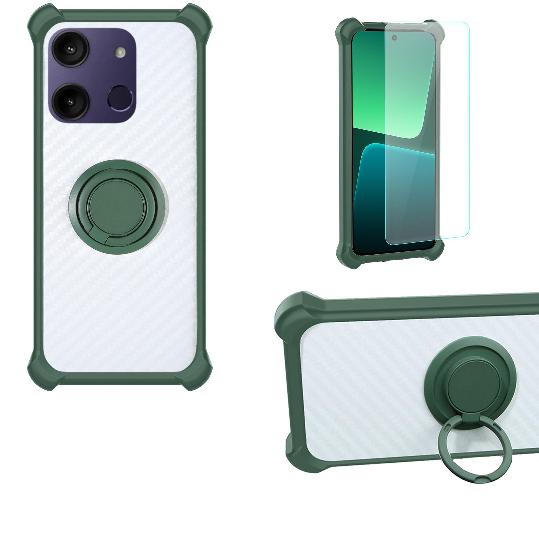 jioeuinly Case Compatible for HMD Aura Phone Case Cover PC backplane + Silicone Soft Frame Cover [360 Metal Ring, Magnetic Car Mount] CSKB-LV