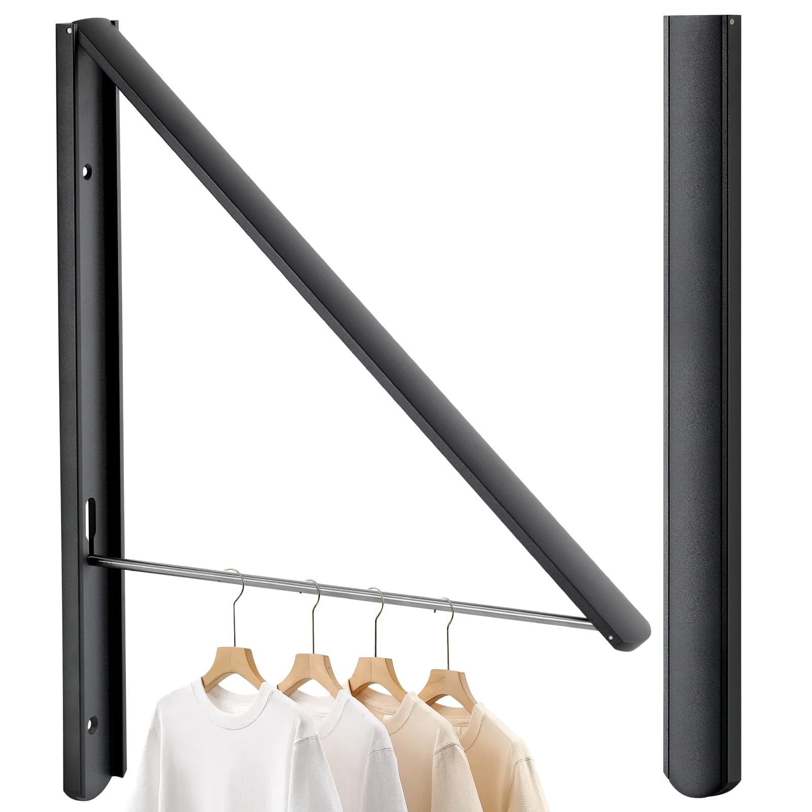 2 stuks kledinghaken, inklapbaar, wandkledingrek, intrekbare wandmontage, kledingventilator, aluminium wasrek, opvouwbare roestvrijstalen kledingstang voor het organiseren van wasgoed en opslag