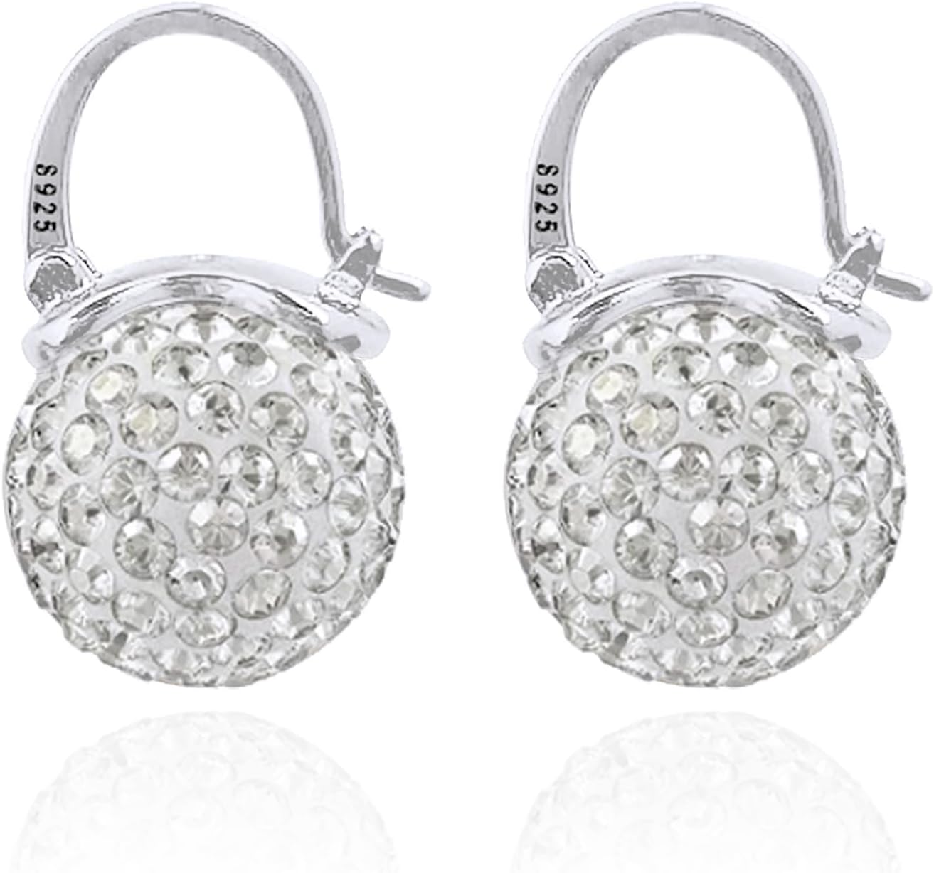 OwMell Elegant 925 Sterling Silver Pearl Drop Earrings Dangle Stud Gold Plated Earrings for Women Large Size 12mm