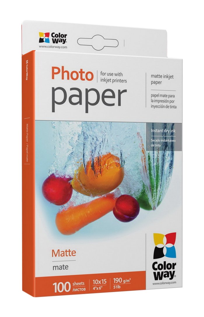 Colorway Matte Photo Paper 190 g/m², 10x15 cm, 100 Sheets – Premium Inkjet Paper for Crisp, Professional Matte Prints
