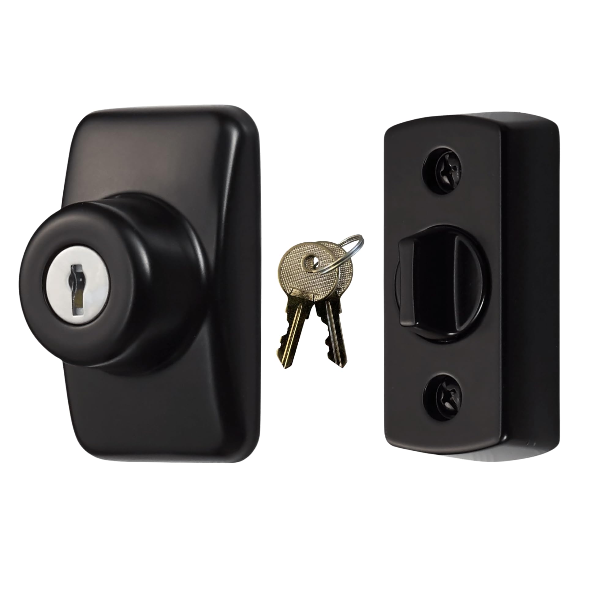 Model GLK Deadbolt for Storm and Screen Doors, Key Lock, Black (2-Piece Set)