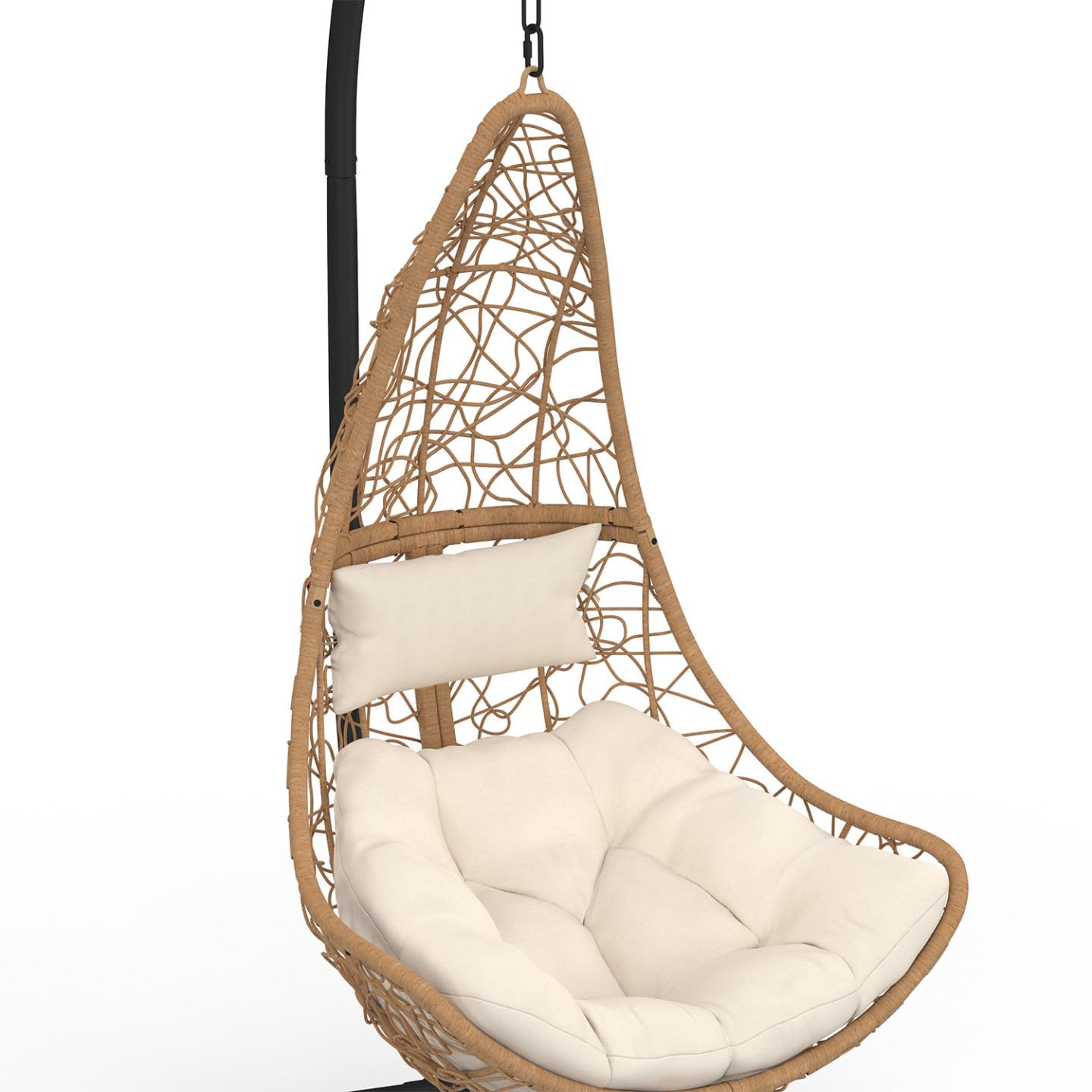 IDMarket - Fauteuil Demi-Lune Suspendu ajouré Effet rotin avec Coussin écru