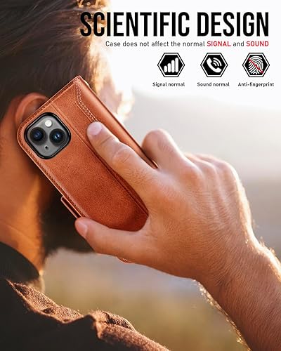 Miniatura 7 de OCASE Funda de piel sintética compatible con iPhone 15, con tarjetero y función atril con bloqueo RFID carcasa interior de TPU a prueba de golpes