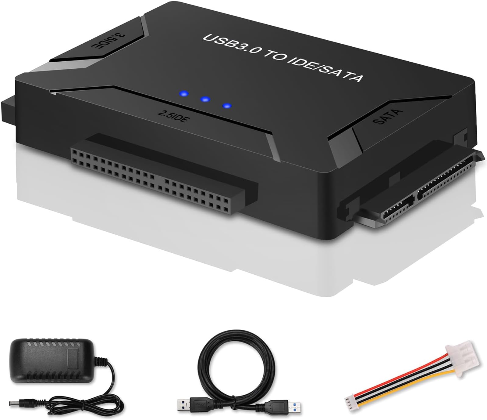 EYOOLD SATA/IDE USB 3.0 to Adapter, External Hard Drive Reader Ultra Recovery Converter Compatible with 2.5/3.5in HDD/SSD DVD Optical Drive