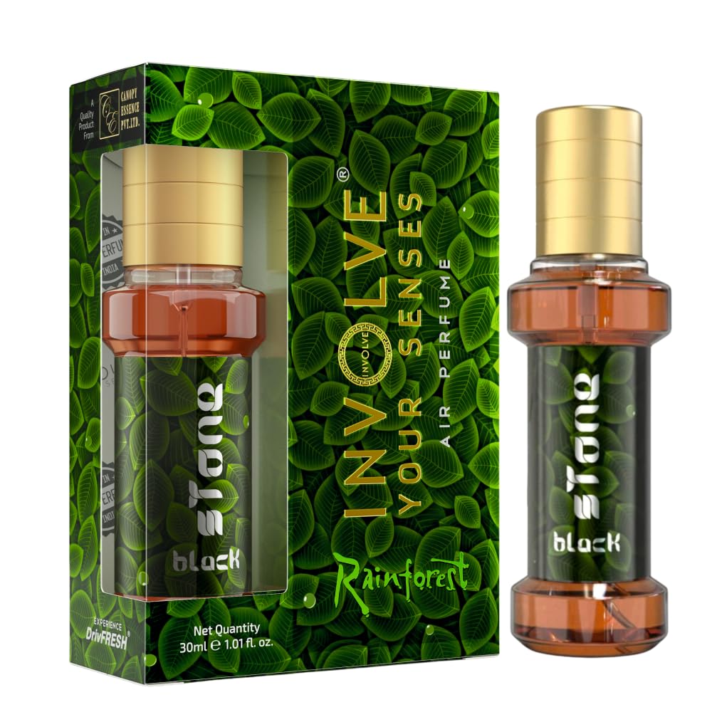 INVOLVE Rainforest Black Stone Scent Car Perfume - IRF09-30 ml | Fresh Fine Fragrance Spray Air Freshener| Car Accessories Interior | Long Lasting Fragrance| Car Fresheners