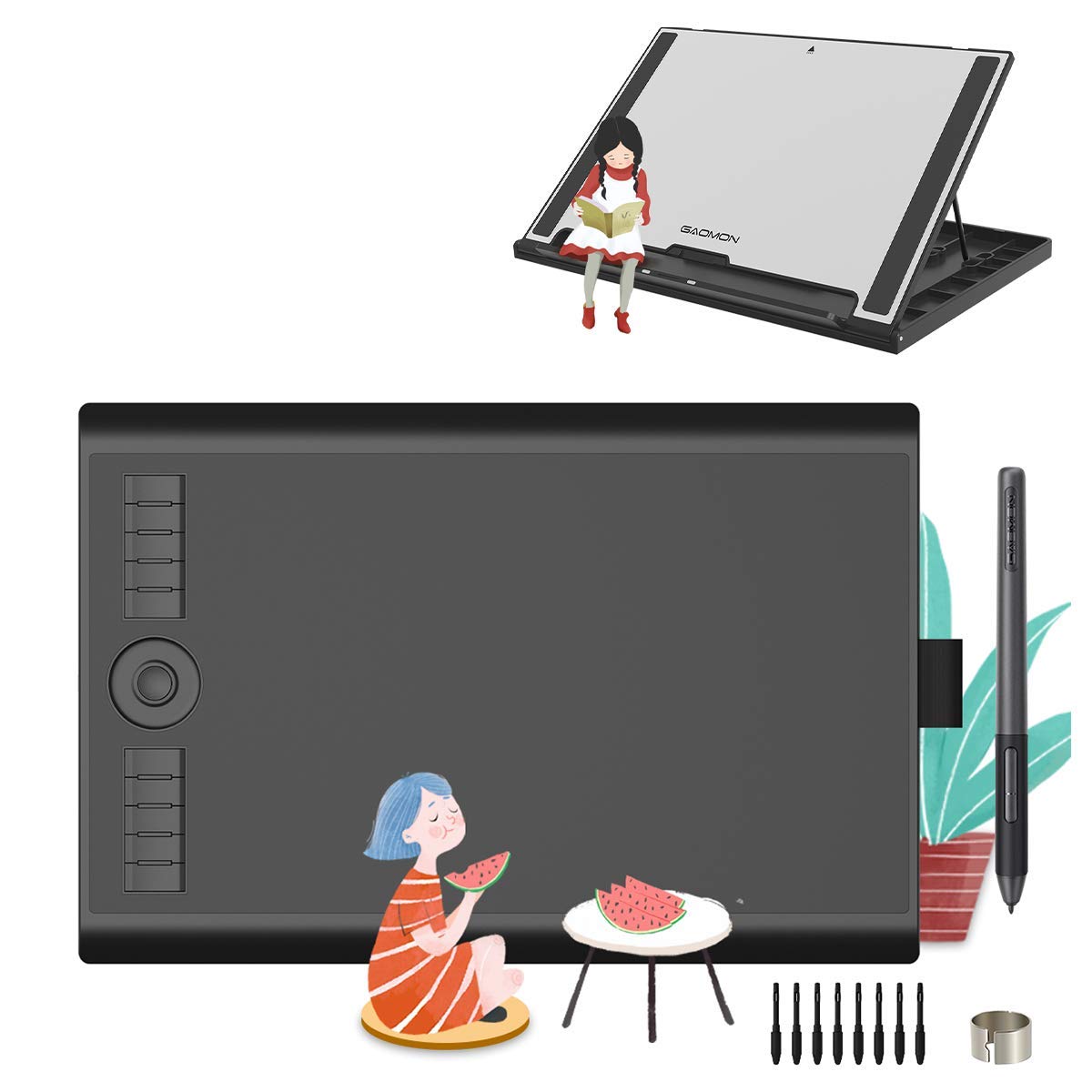 GAOMON M10K PRO Pen Tablet & Adjustable Stand- 10'' Tilt-Support Graphics Drawing Tablet for Digital