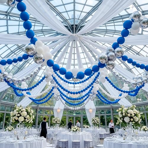 Image of Royal Blue Linking Balloons, 100PCS 6 Inch Dark Blue Link Balloons for Making Balloon Wall Heart Arch, Tails Balloon for Birthday Graduation Wedding Gender Reveal Under The Sea Ocean Party Decorations