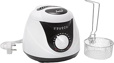 Coopers of Stortford - Small Deep Fat Fryer, 1L - Easy to Clean Mini Electric Fryer with Variable Temperature Control - Chrome Basket & Non-Stick Bowl - Compact Countertop Design