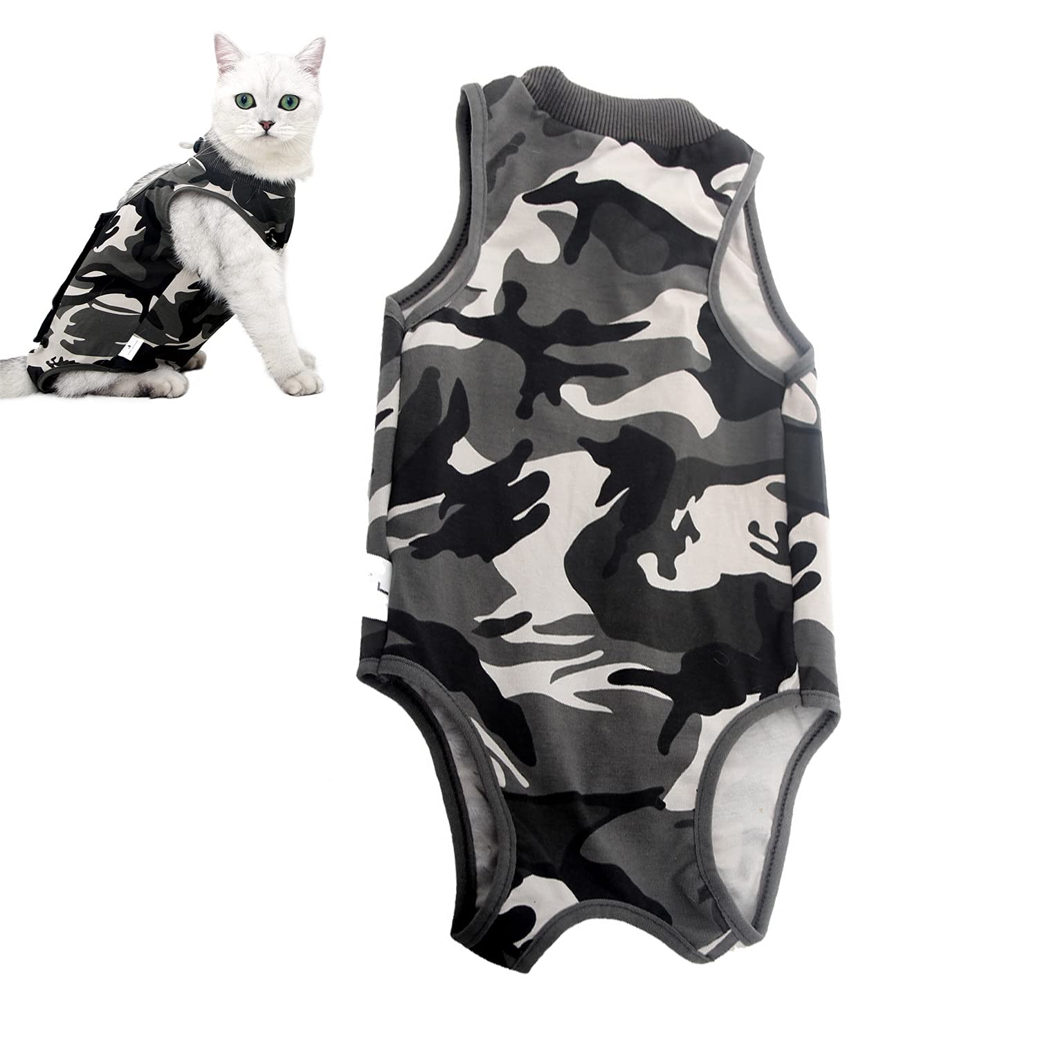 AEITPET Recovery Suit Katze, Haustiere Schutz Kleidung Wiederherstellung Anzug Weste, Verhindern Lecken Nach der Operation Tragen Weaning und Warmhalte Recovery Tuch Anzug für Katzen Hunde (M, 01)