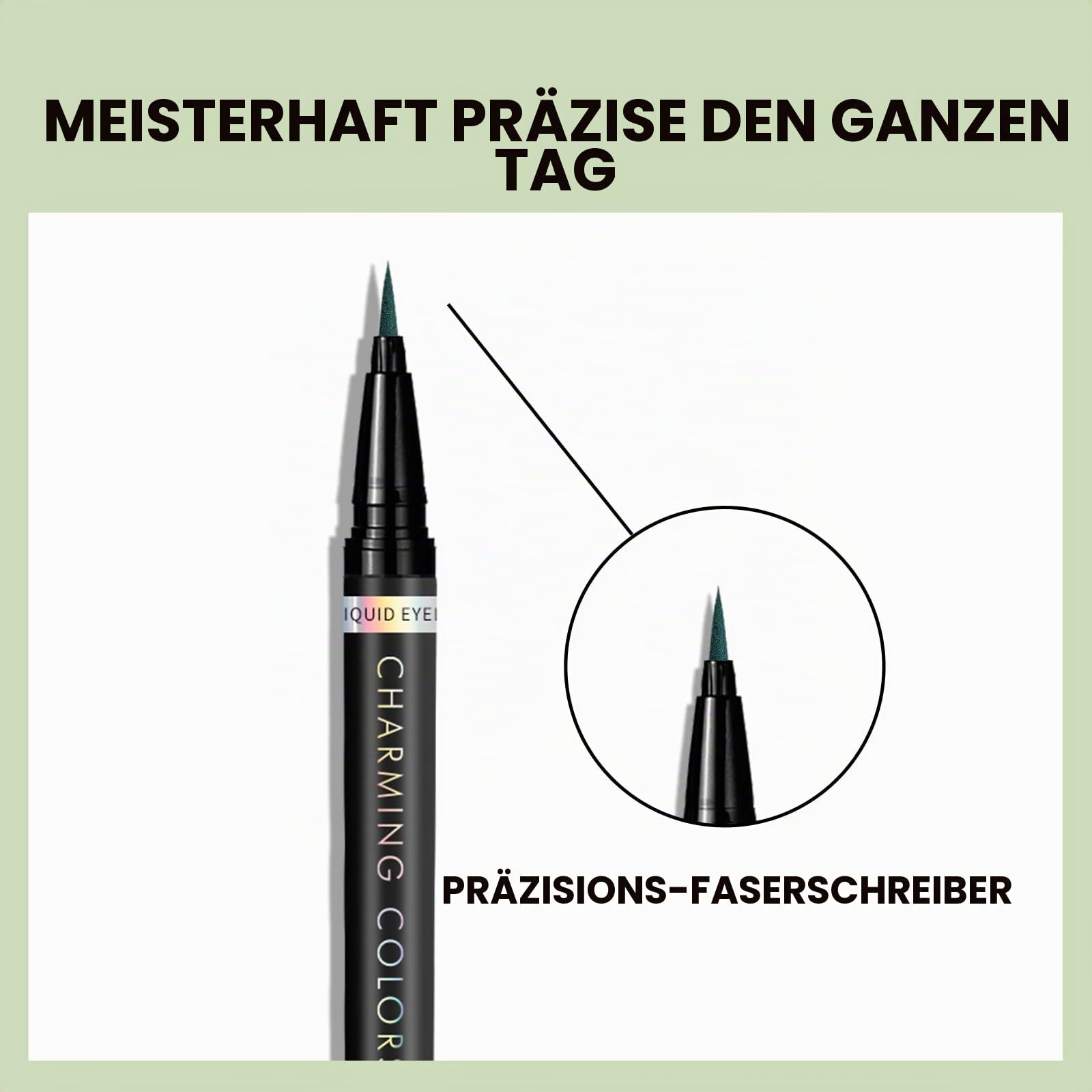 Music Flower Flüssiger Eyeliner, Wasserfester und Wischfester Flüssiger Eyeliner-Stift, Mehrere Farboptionen, Flexibler Stift für Einfache Kontrolle, Grüne