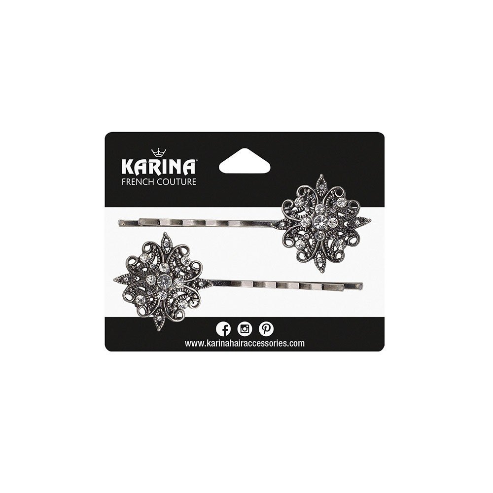 Karina Renaissance Filigree Bobby Pins, Silver