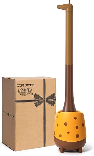 Miniatura 8 de Cepillo de inodoro con forma de jirafa, aspecto de forma linda, cepillo redondo de cerdas de PP, cepillos de inodoro de tamaño compacto, 1 paquete