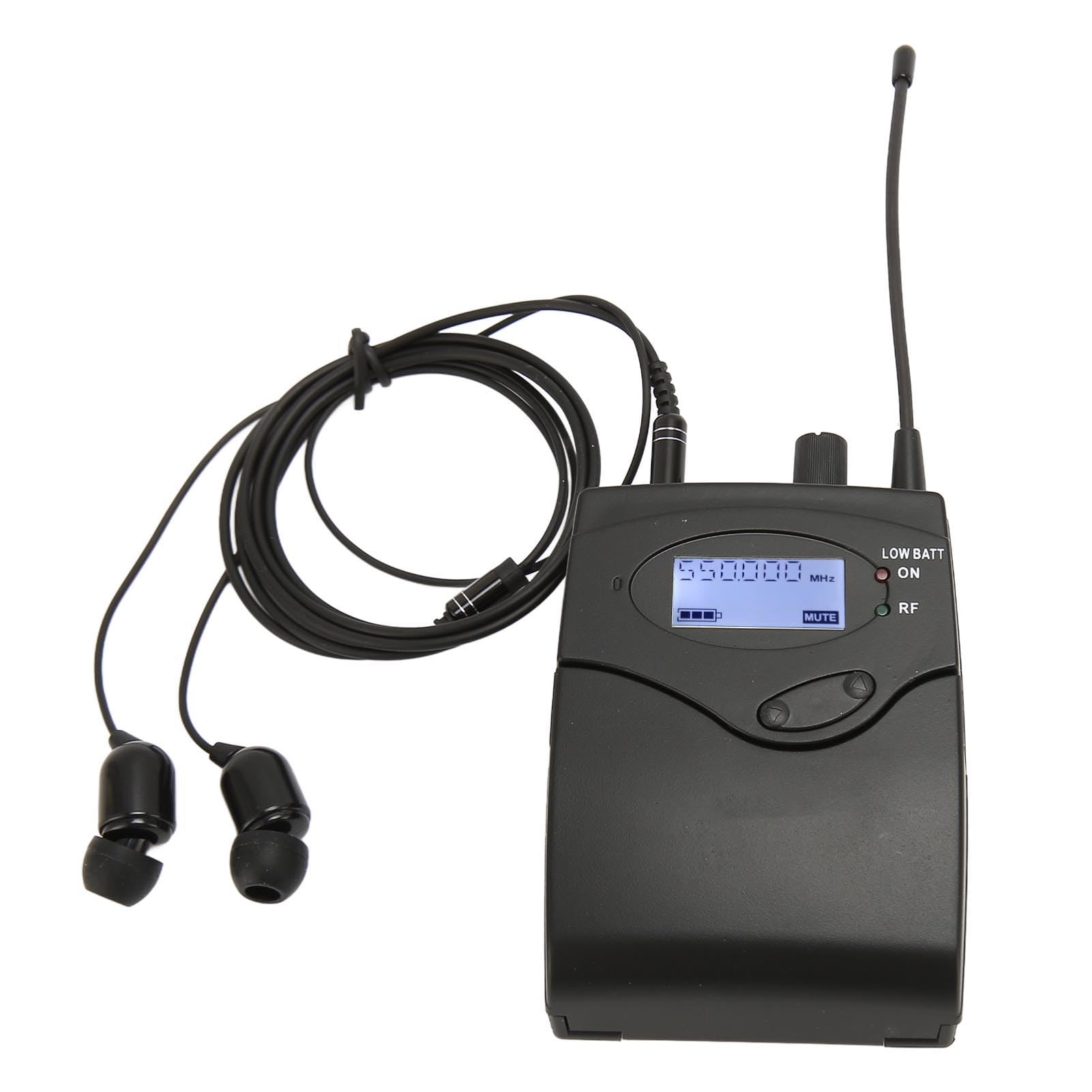 Fabater Odbiornik Typu Bodypack System Stereofonicznego Odsłuchu Dousznego 550–580 MHz, Bezprzewodowy Odbiornik Monitorujący do Studia Scenicznego Zespołu, Kompaktowy, Lekki Bodypack z Wyjściem 3,5 Mm