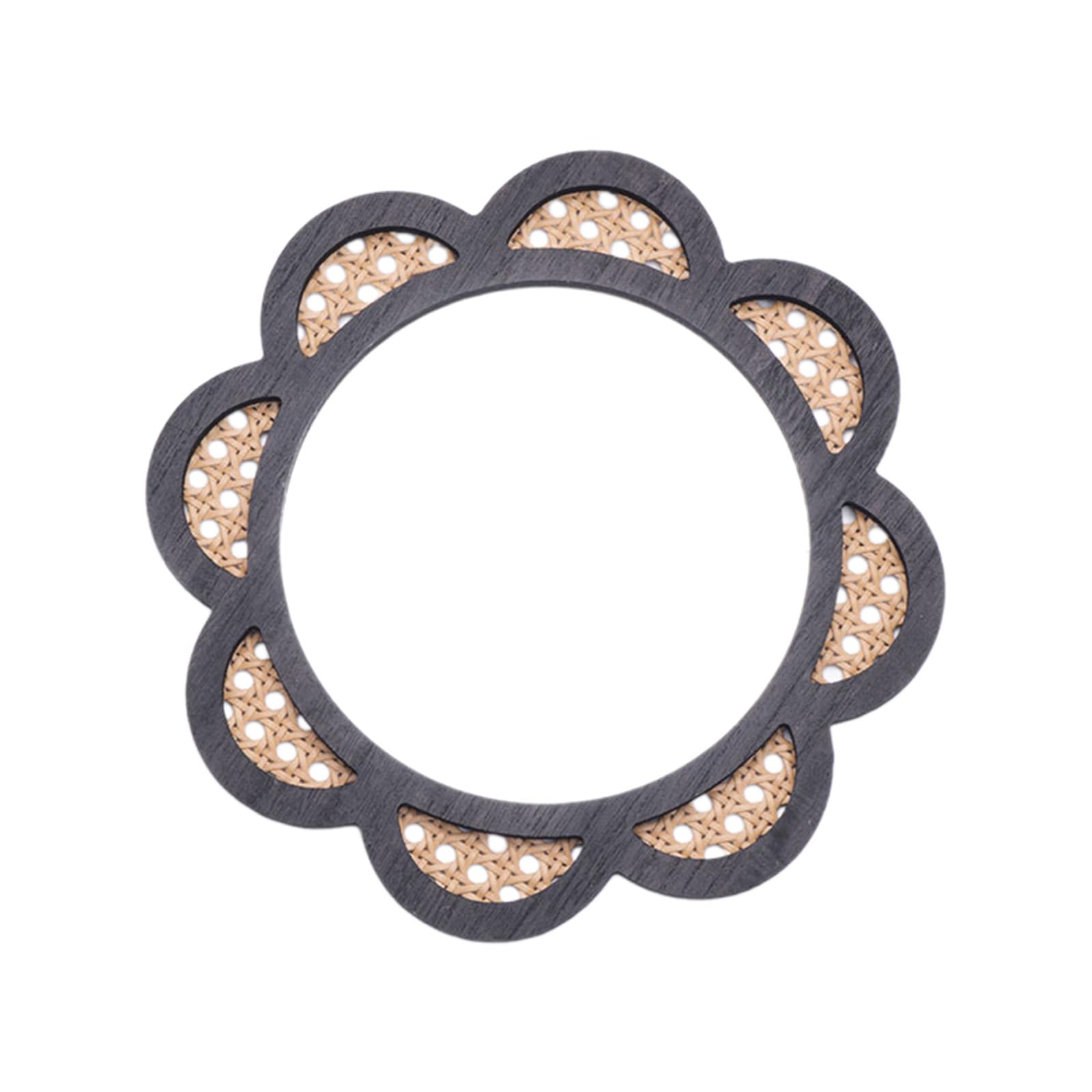 Elnwnnkc Woven Rattans Round Makeup Mirrored Bathroom Flower Shaped Wall Hangings Mirrored Living Room Decorations Round Wall