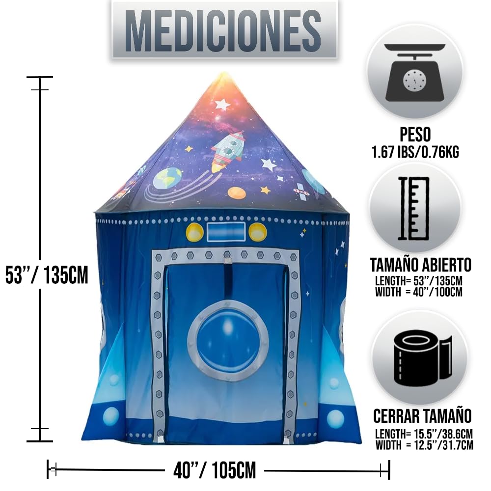 Tienda campaña Infantil - Casitas Infantiles - Tipi - Casita Infantil Exterior - Juguete para niños 3,4,5,6,7 años - Juego Infantil - Casitas Tela - Regalo de cumpleaños - (Azul)
