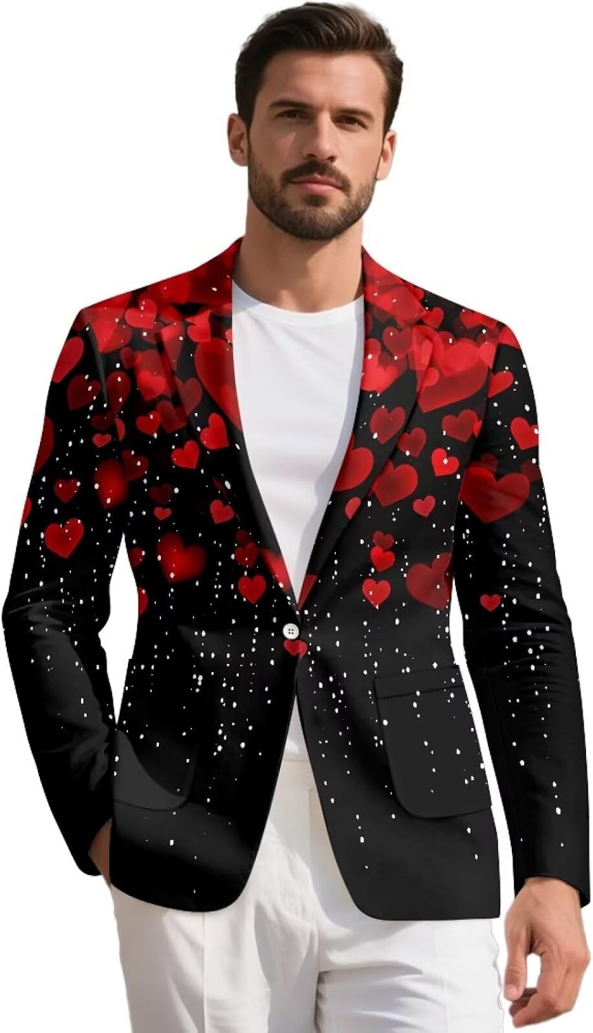 Men's Blazer Casual Lightweight Suit Jacket Loose Fit Business Sport Coat One Button Dress Blazer Party Banquet
