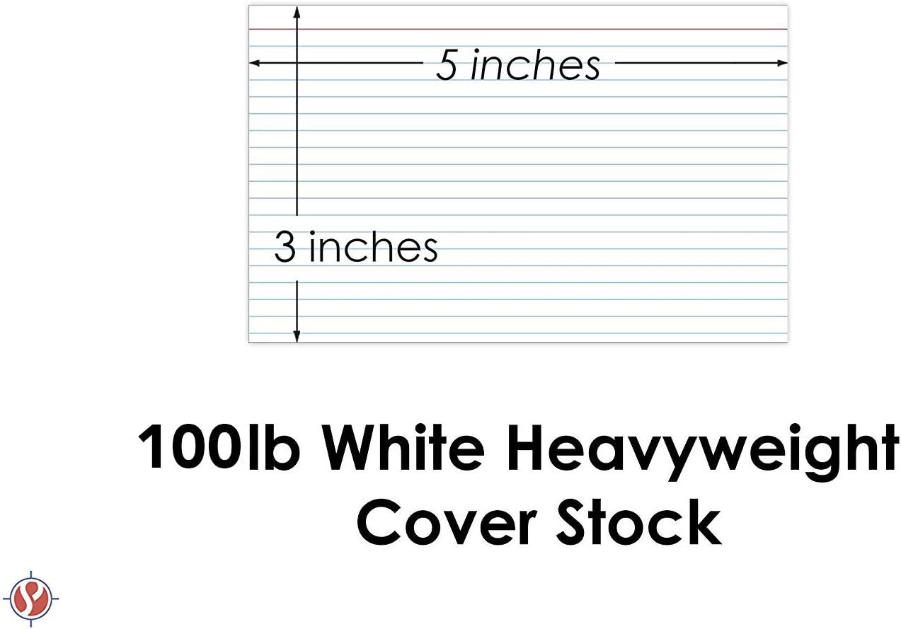 Ruled Index Cards, On 100lb. Heavyweight Thick White Cover Stock. "100 per pack" (3 x 5) image 5