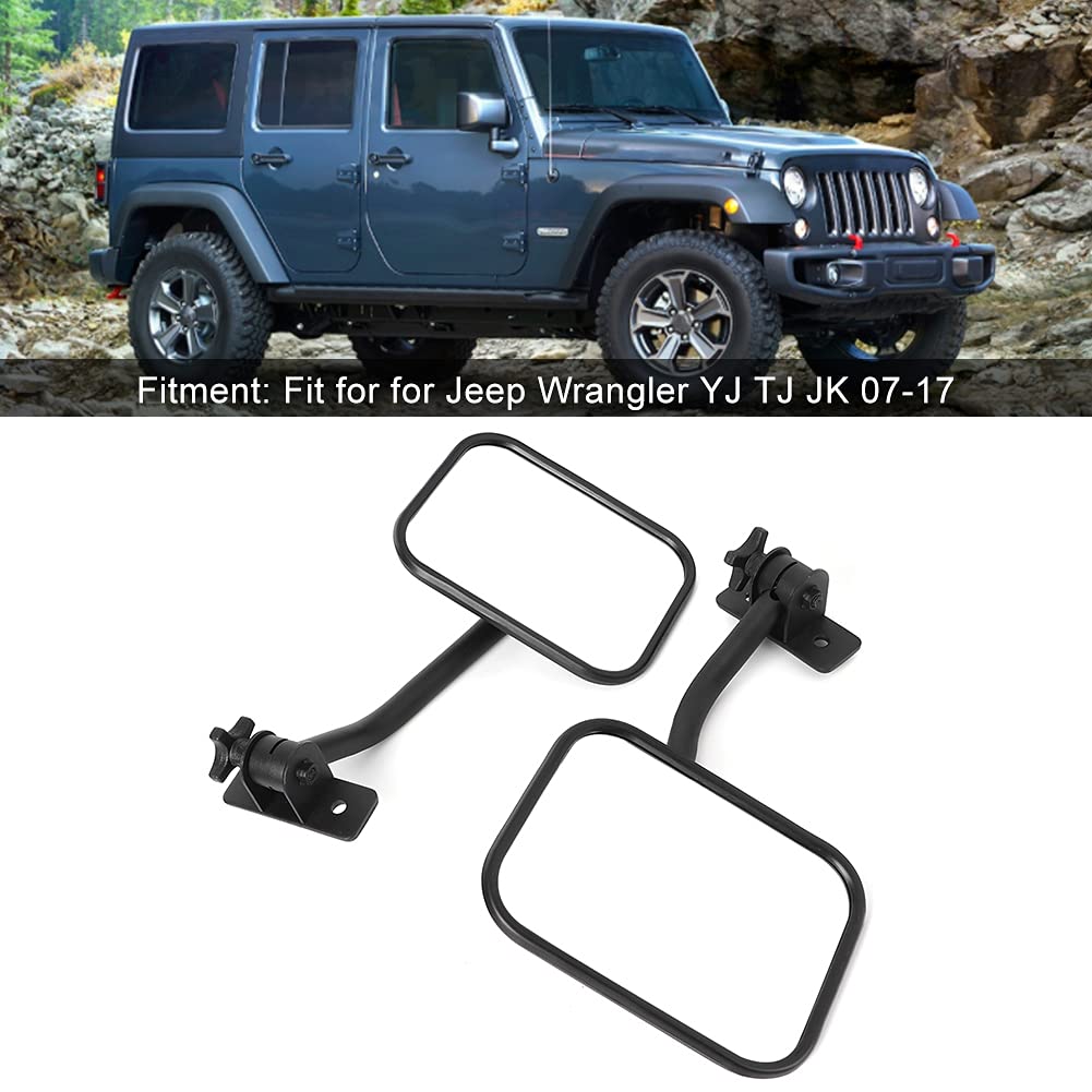Specchio Retrovisore Quadrato per Auto, Ricambio Laterale, Colonna a Pilastro, Accessorio per Auto Adatto per YJ TJ JK 07-17