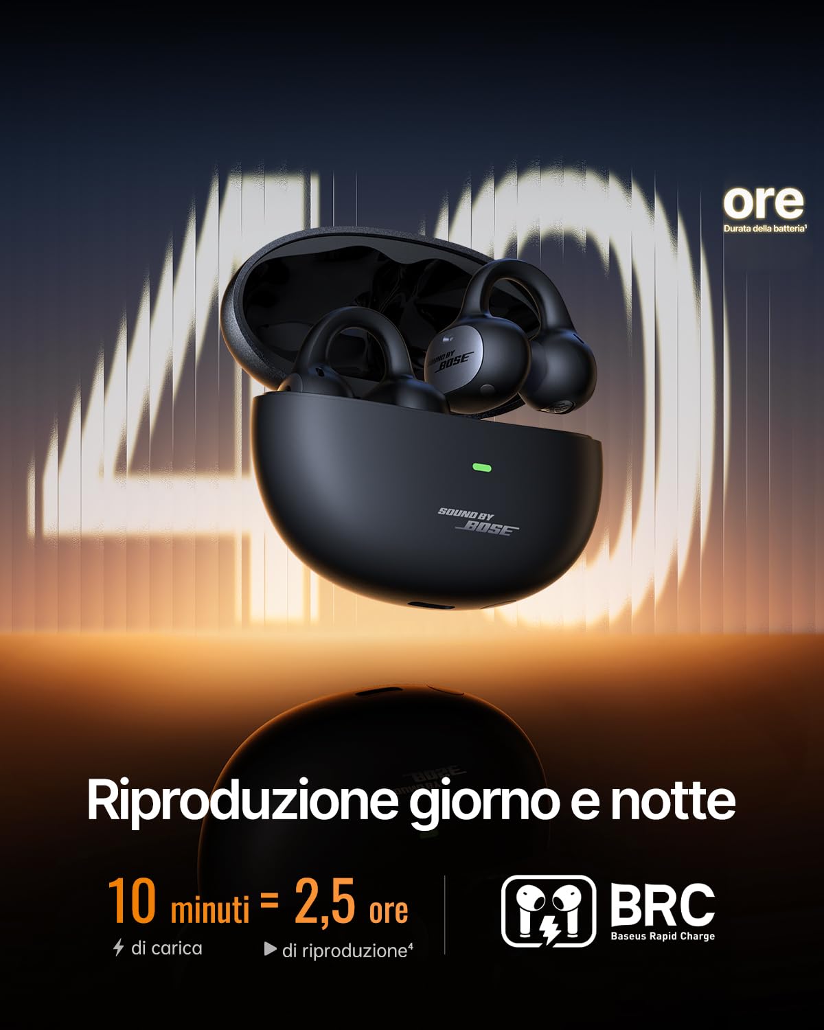 Baseus Inspire XC1 Cuffie Open-Ear, Sound by Bose, Cuffie Bluetooth Cloud Comfort, con Dolby Audio | Hi-Res | Driver Ibrido a 2 Vie | Tweeter Knowles BA, Autonomia 40 h, IP66, AI-Clear Calls