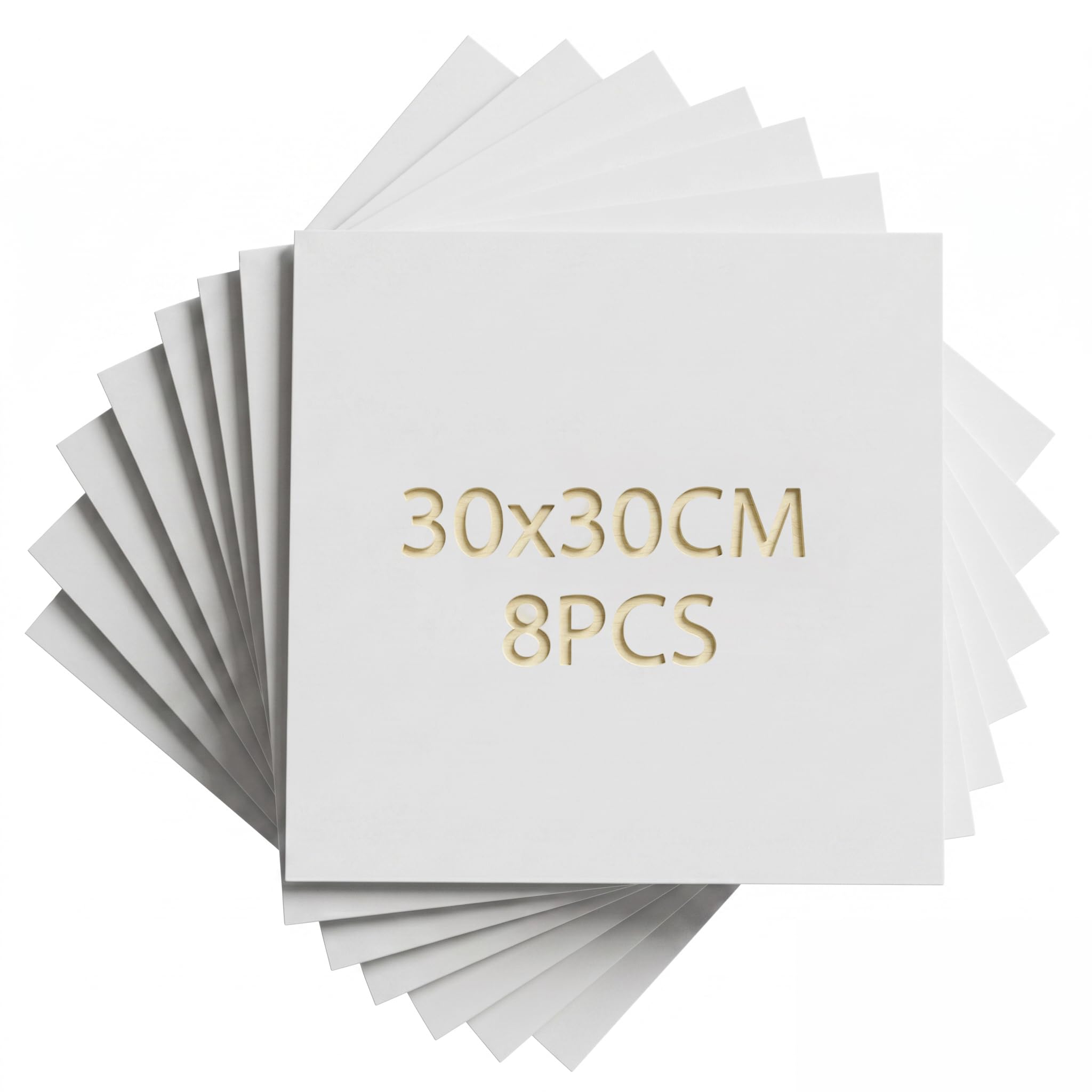 SCULPFUN 8Pcs White Plywood Sheets 300x300x3mm Coloured Basswood Board Paint-Free Craft Wood for Cutting and Engraving Pre-Colored Wooden Material for DIY Gifts Model Making