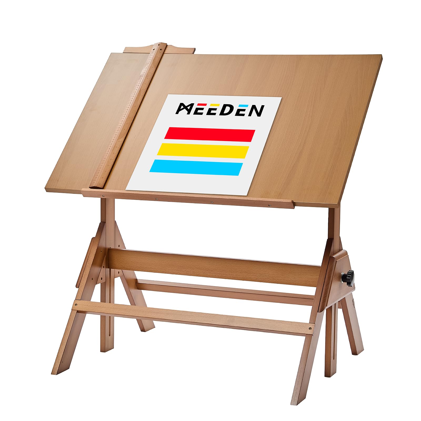 MEEDEN Stół kreślarski: 90 x 60 cm drewniany stół artystyczny o różnych