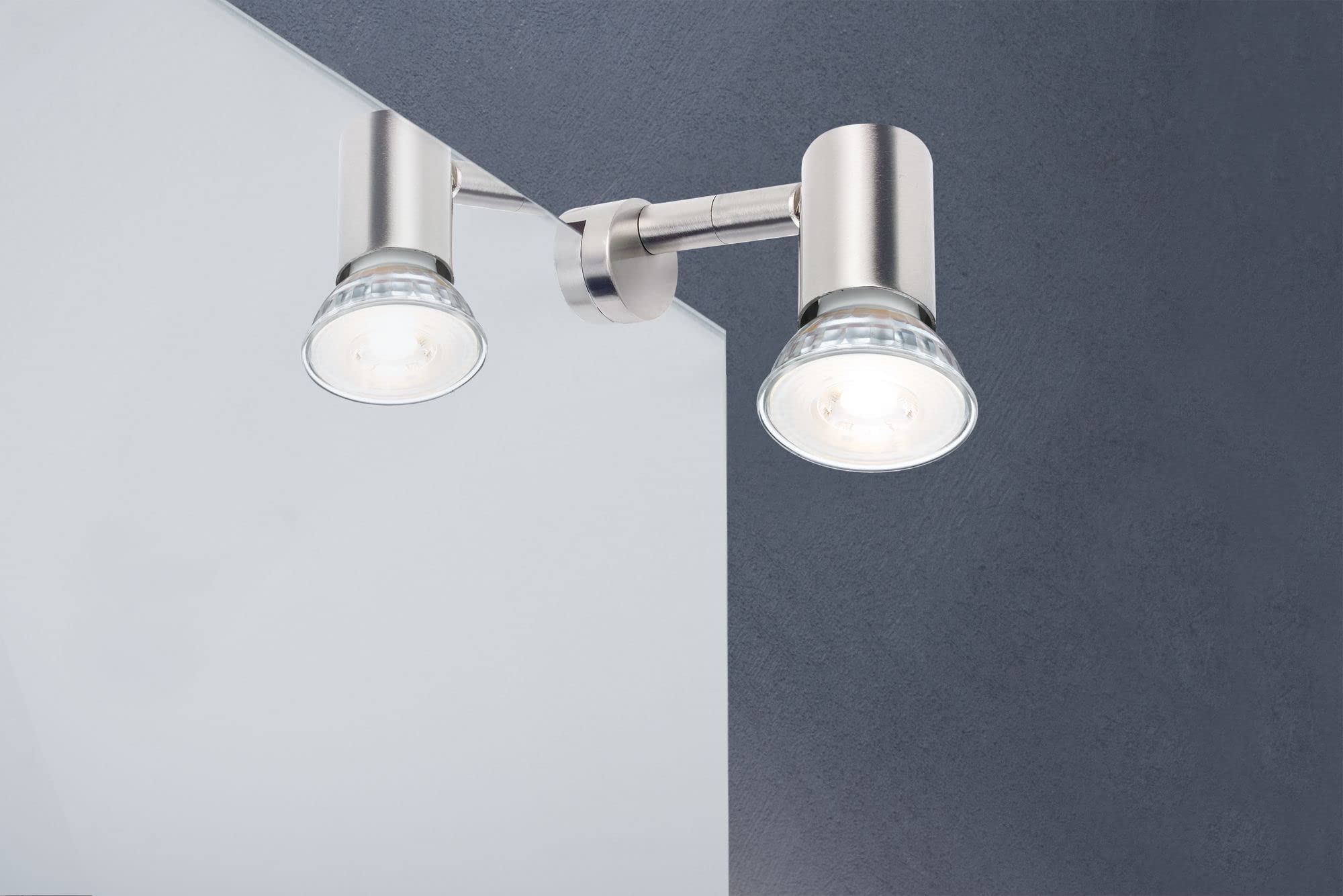 Paulmann 99905 Luminaria para espejo Galeria LED, lámpara para espejo Simplo, lámpara de baño, acero mate, iluminación para espejo incl. fuente de luz 1x53 W GU10
