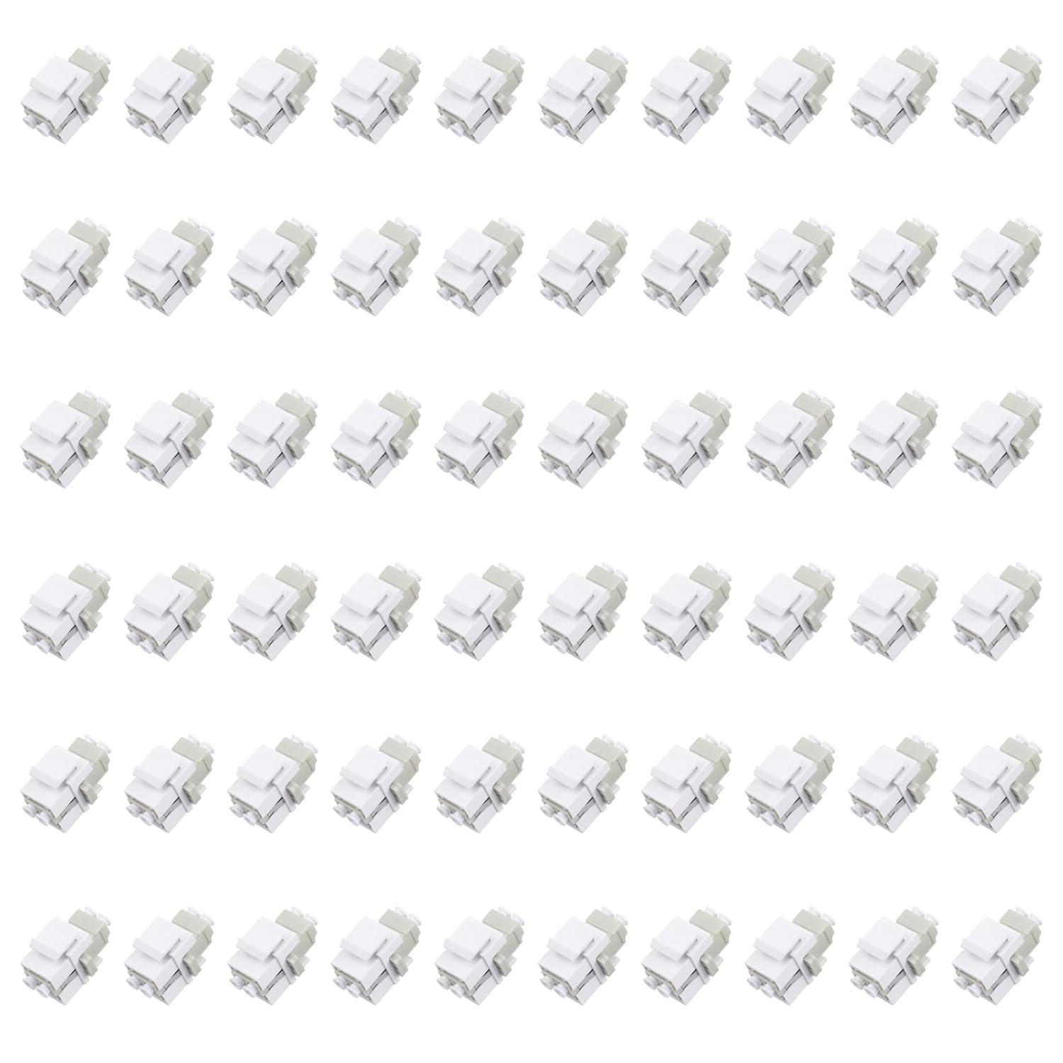 Xunsomten-60pcs Fiber Optic Keystone Jack Coupler LC OM1/OM2 Duplex Multi Mode Coupler (MM) Fiber Optic Cable Adapter LC-LC Duplex Multimode Connector for Fiber Wall Plate