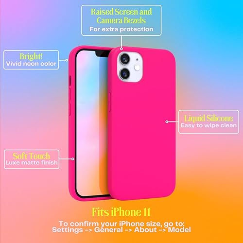 Miniatura 2 de FELONY CASE Funda para iPhone 11 - Funda de silicona rosa neón, silicona líquida con forro de microfibra antiarañazos, funda protectora a prueba de