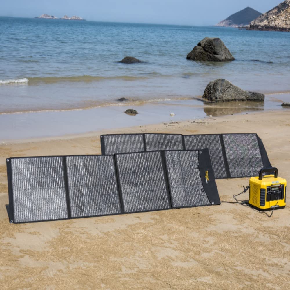 Togo POWER Pannello solare, portatile, impermeabile esterno da 200 W per centrale elettrica ADVANCE, caricatore solare con celle monocristalline 4 pcs, con USB per telefoni, tablet, campeggio e camper
