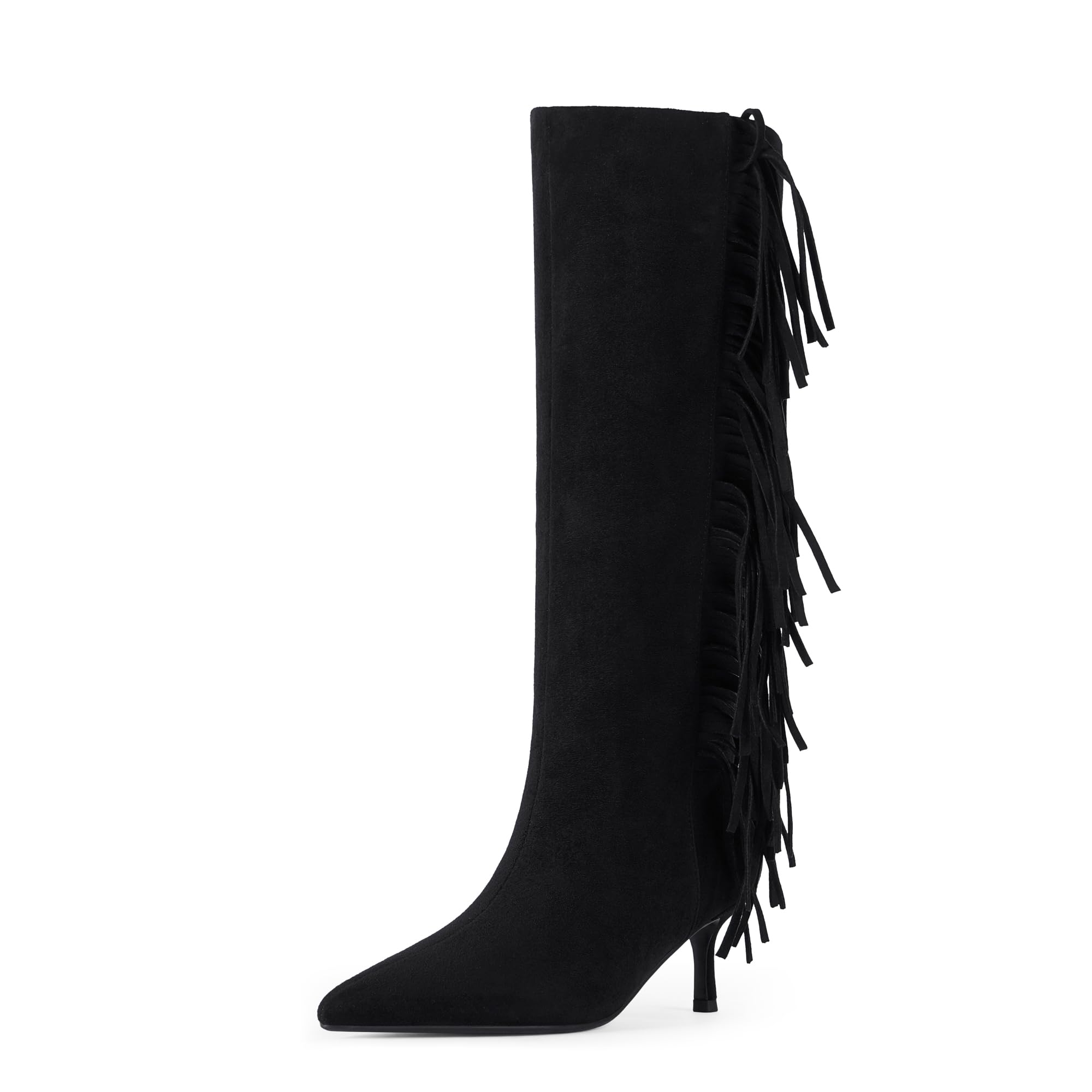 Modatope Knee High Boots Women Kitten Heels Tall Boots Pointed Toe Long Boot for Women