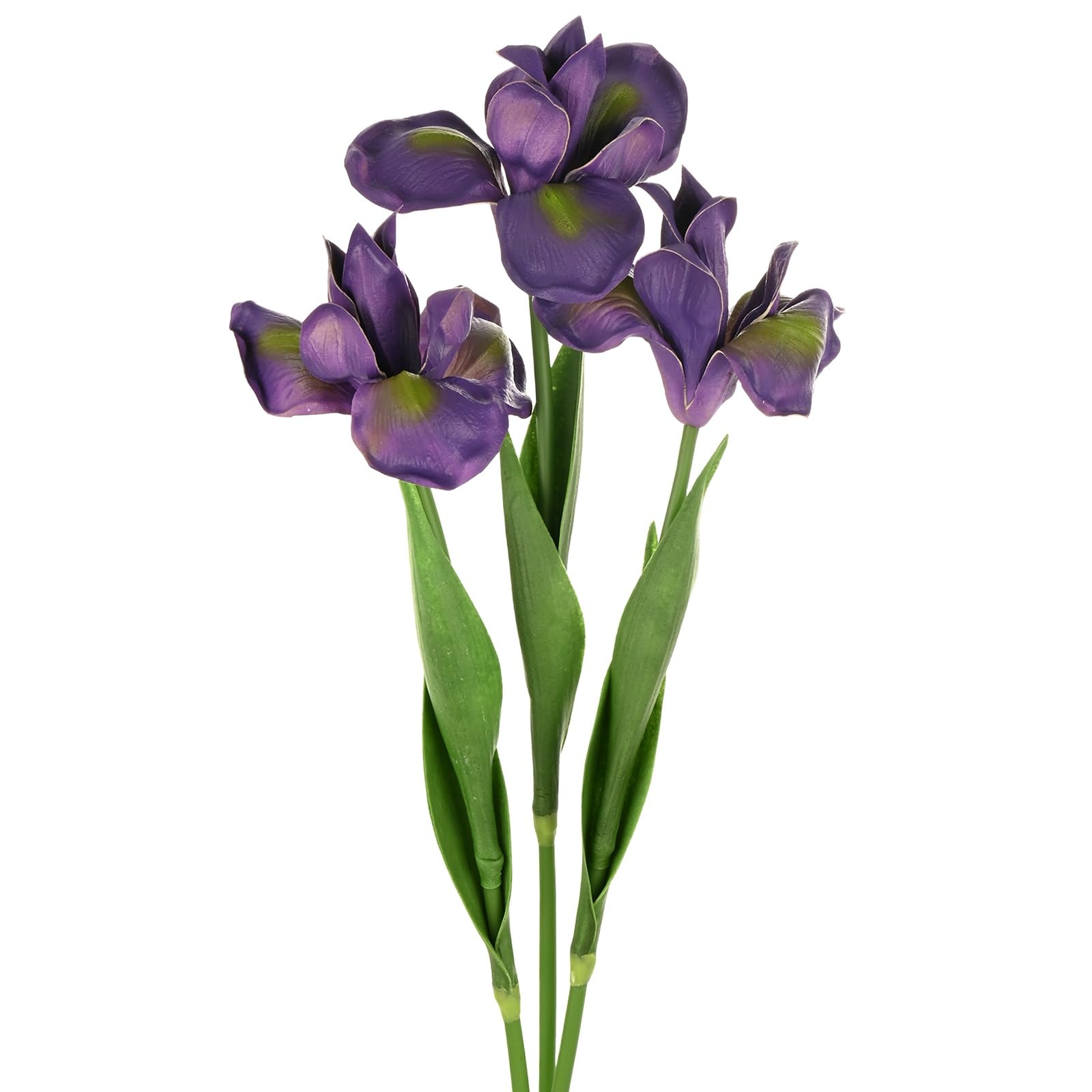 M METERXITY 3-Pack Purple Artificial Iris Flowers,18 Inch Faux Iris PU Bouquets Real Touch Faux Flowers for Home/Wedding/Christmas/Party
