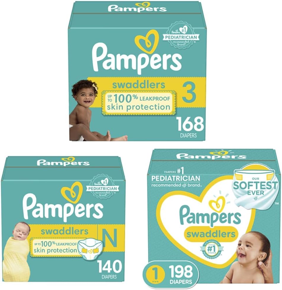Diapers Size 3, 168 Count Pampers Swaddlers Disposable