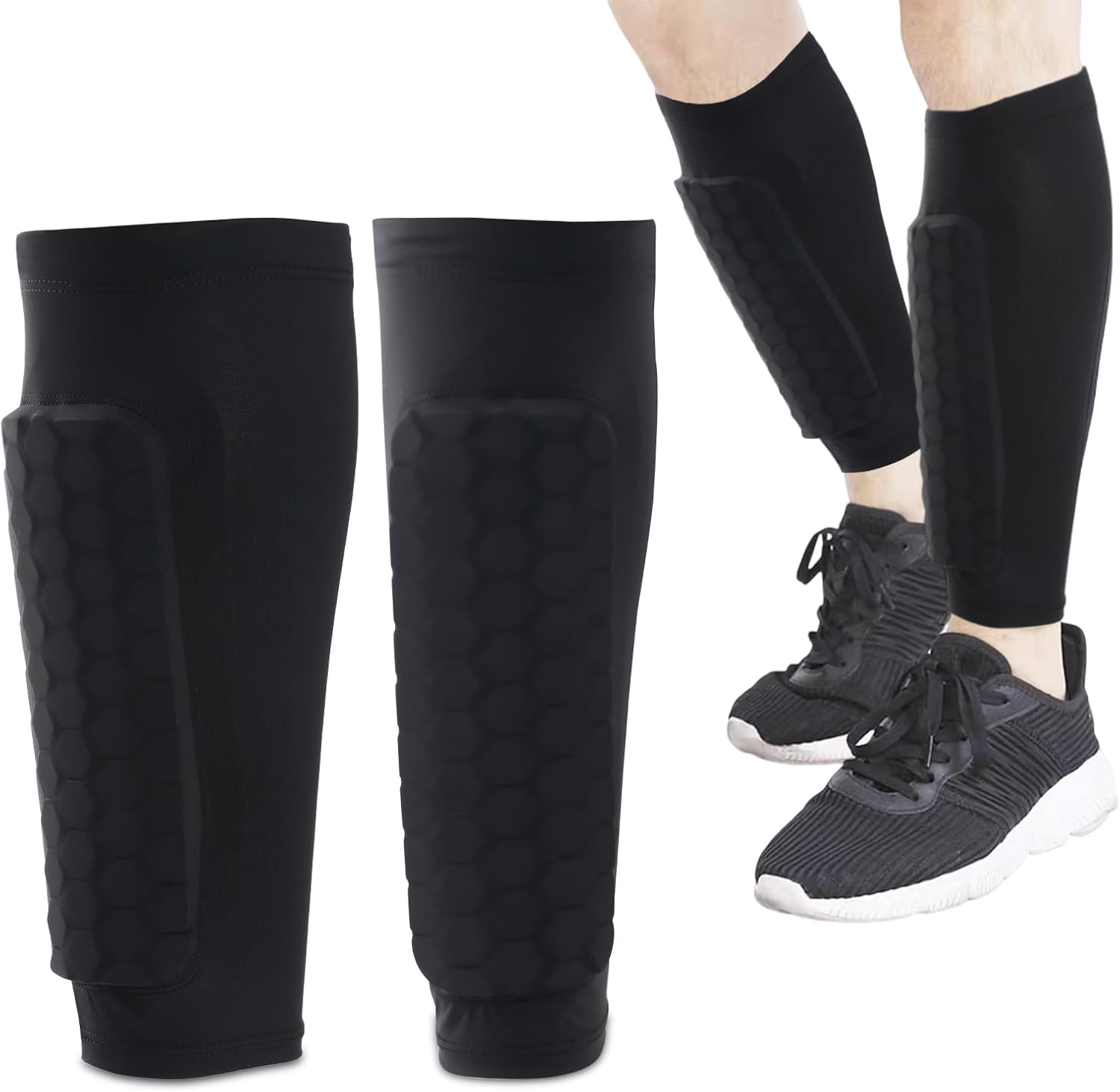 Soccer Shin Guards for Kids Adults, Shin Guard Soccer Sleeves with Honeycomb Compression Sleeves, Football Shi/n Pads Protective for Boys Girls Men - Image 8