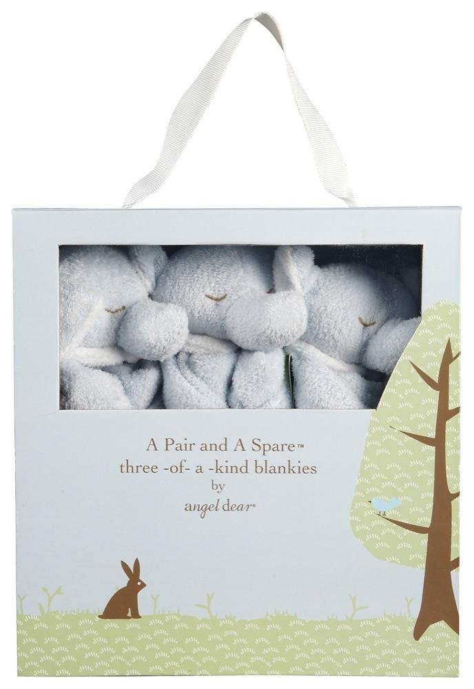 ANGEL DEAR Pair and a Spare 3 Piece Baby Blankie Set-Elephant Blue