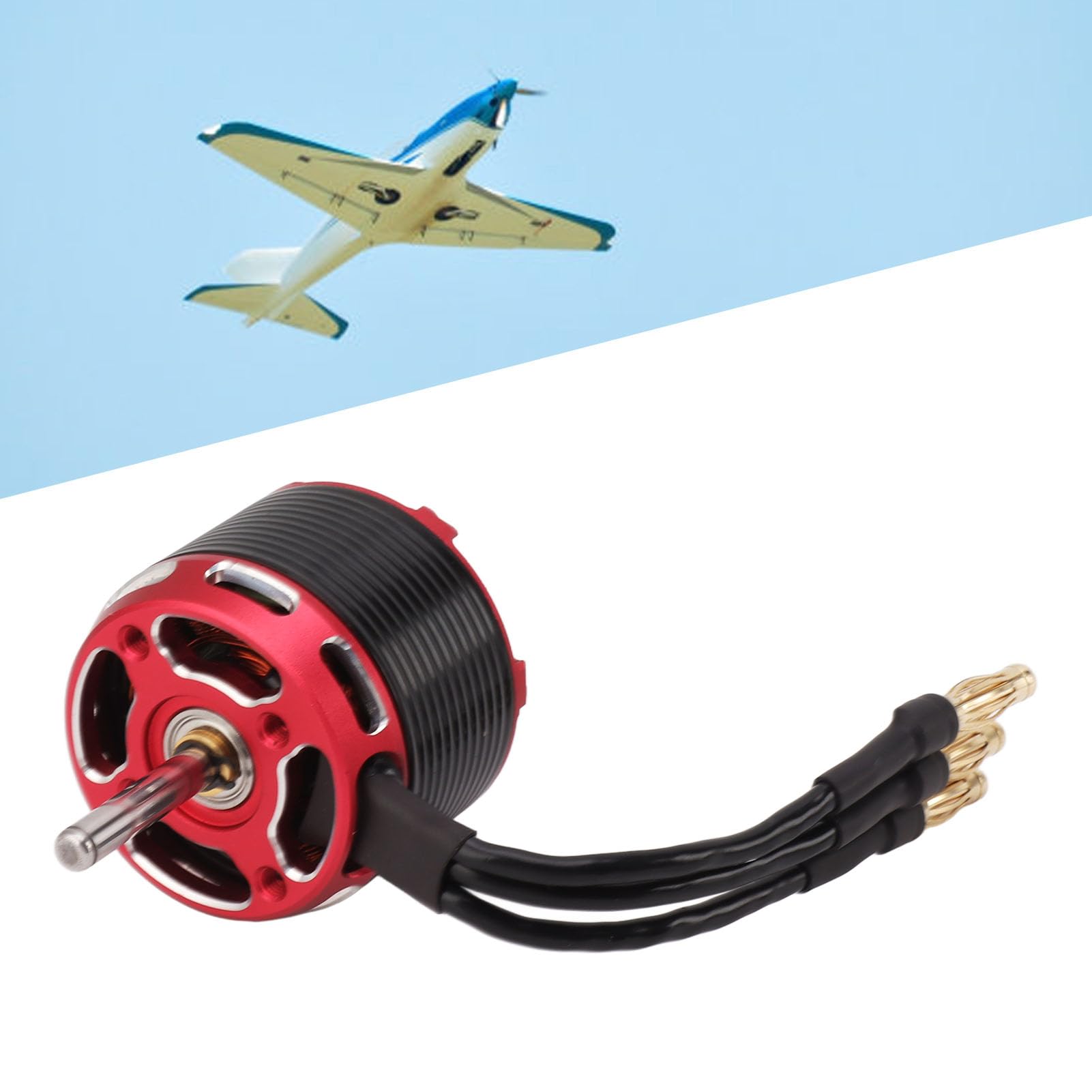 Motor sin escobillas para avión de ala fija, alta velocidad, alto par, bajo nivel de ruido, calor, motor sin escobillas RC Outrunner para aviones teledirigidos, drones, neg (910KV)