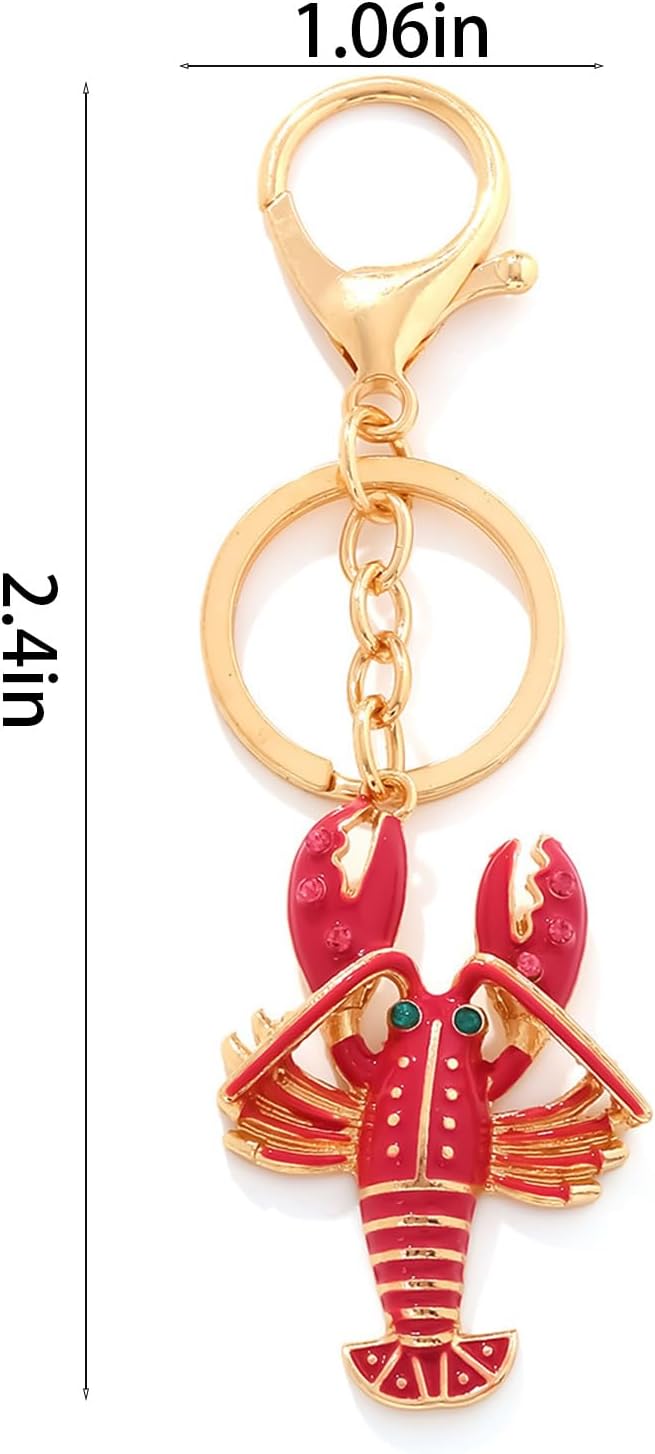 WETMT Enamel Lobster Keychain for Women Red Crayfish Rhinestone Keychain Fashion Ocean Beach Jewelry Accessories image 3