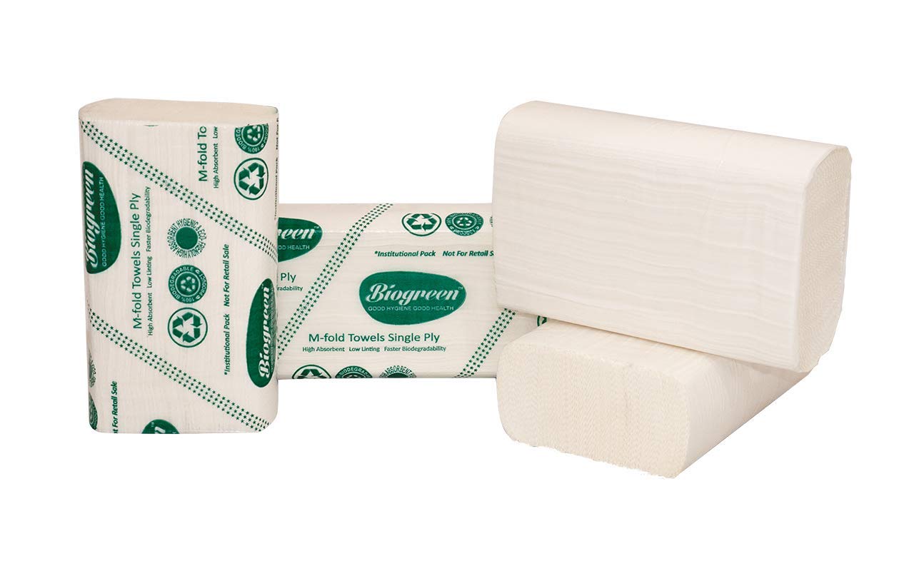 Biogreen M Fold Tissue Paper Towel | Pack of 4 | Sheet Size 21cm X 21cm 150 Sheet per Pkt | 600 Sheets High Absorbent Mulitpurpose TIssue Paper-image-35