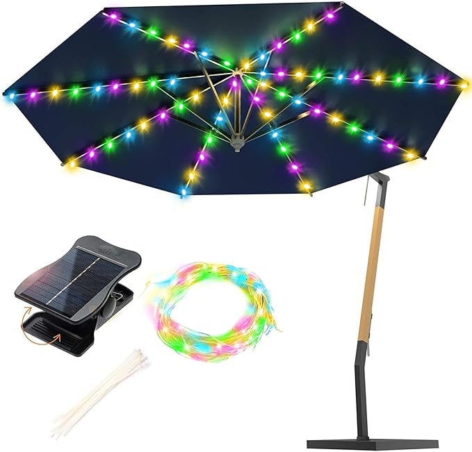 VOOKRY Solar Umbrella Lights Outdoor, Waterproof Solar Powered Patio Umbrella Lights