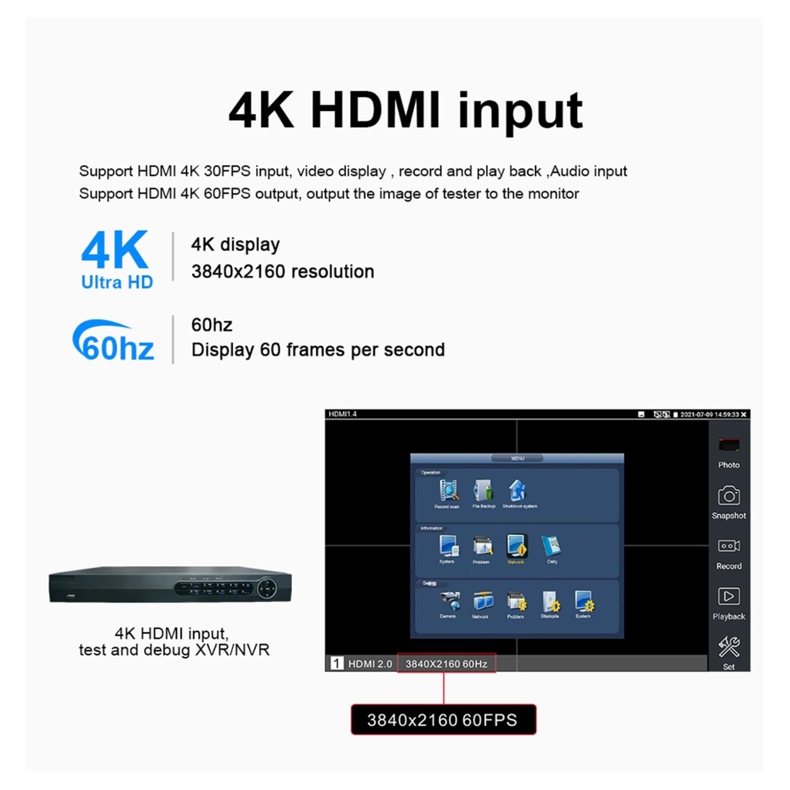 CCTV Tester, Tester CCTV For Telecamere Analogiche IP 8K E 8MP 4K HDMI Gigabit LAN PoE++ H12 Cavo Di Rete TDR Rilevamento Tensione Tracciatura Cavi