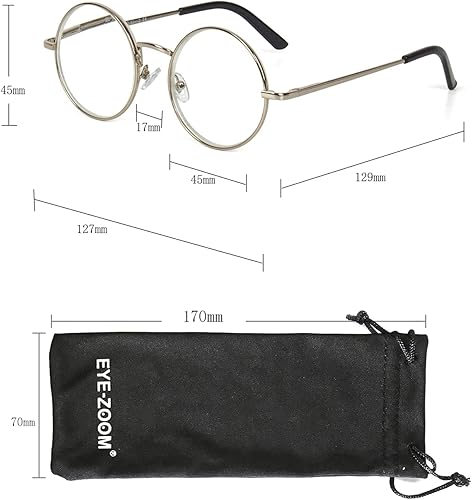 Miniatura 3 de Gafas de lectura redondas con marco de metal con bisagra de resorte (negro, plateado y plomo)