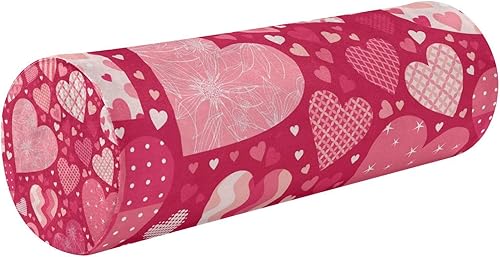Miniatura 1 de JUNZAN Valentine's Hearts Floral Red Bolster Pillow Headboard Neck Roll Pillow Round Pillow Inserts for Cylinder Pillow Covers with Zipper Cylinder