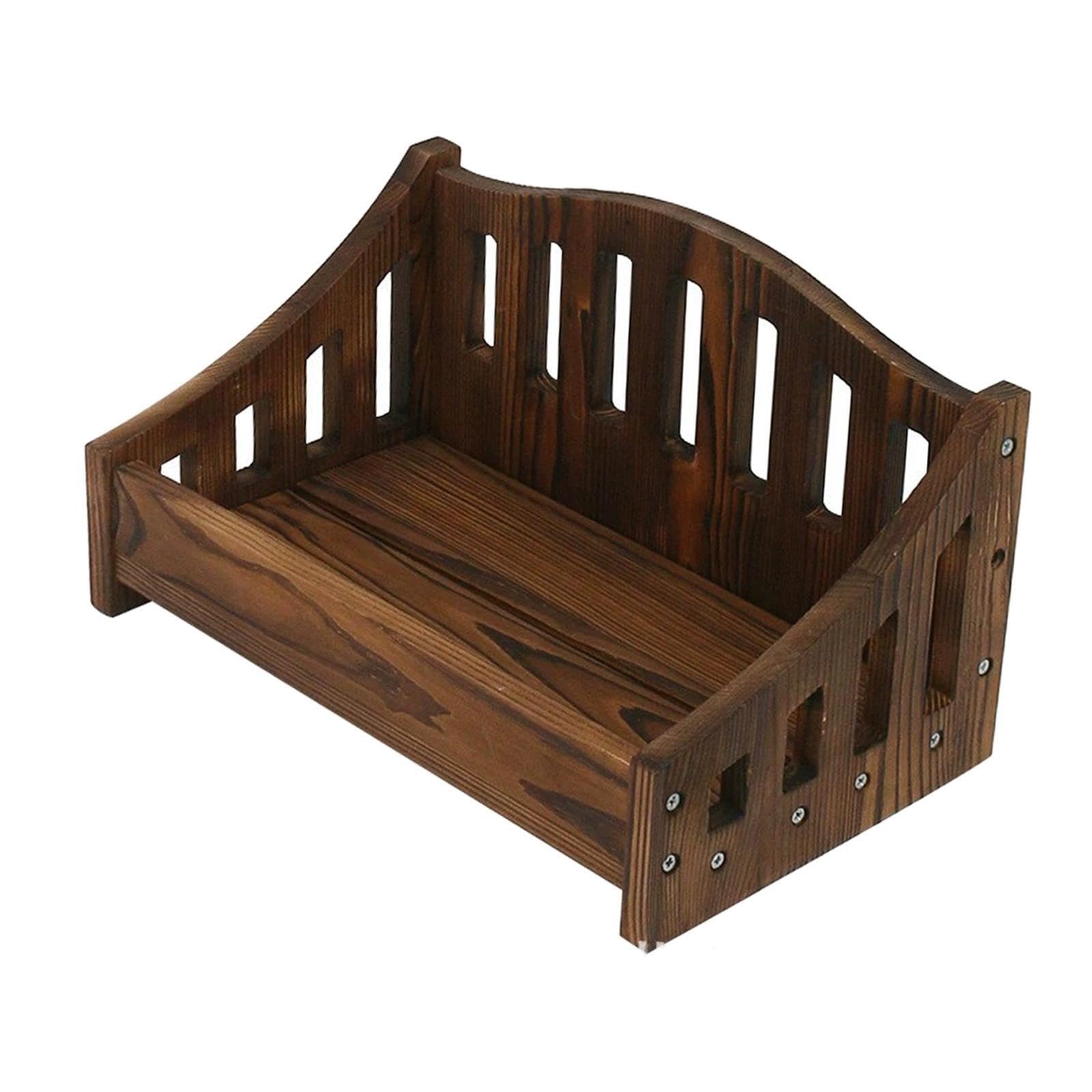 Piccolo letto in legno per posare oggetti di scena per la fotografia di neonati, scelta di tendenza per fotografi professionisti e amatoriali, oggetti, caffè, 38x22.5 cm