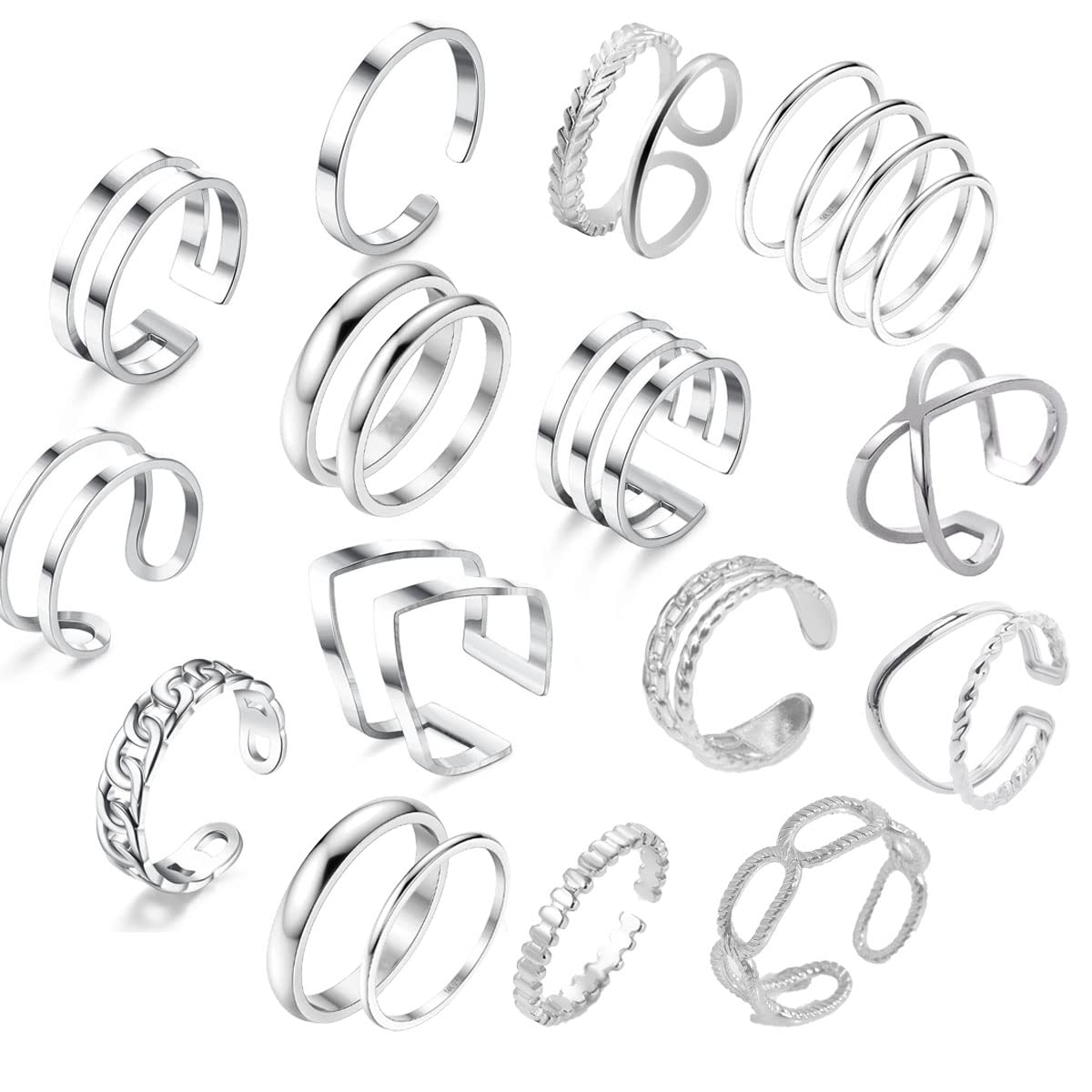 Palotay 20pcs Knuckle Stackable Rings Set Golden Rings Open Rings Set Butterfly Rings Gold Snake Rings