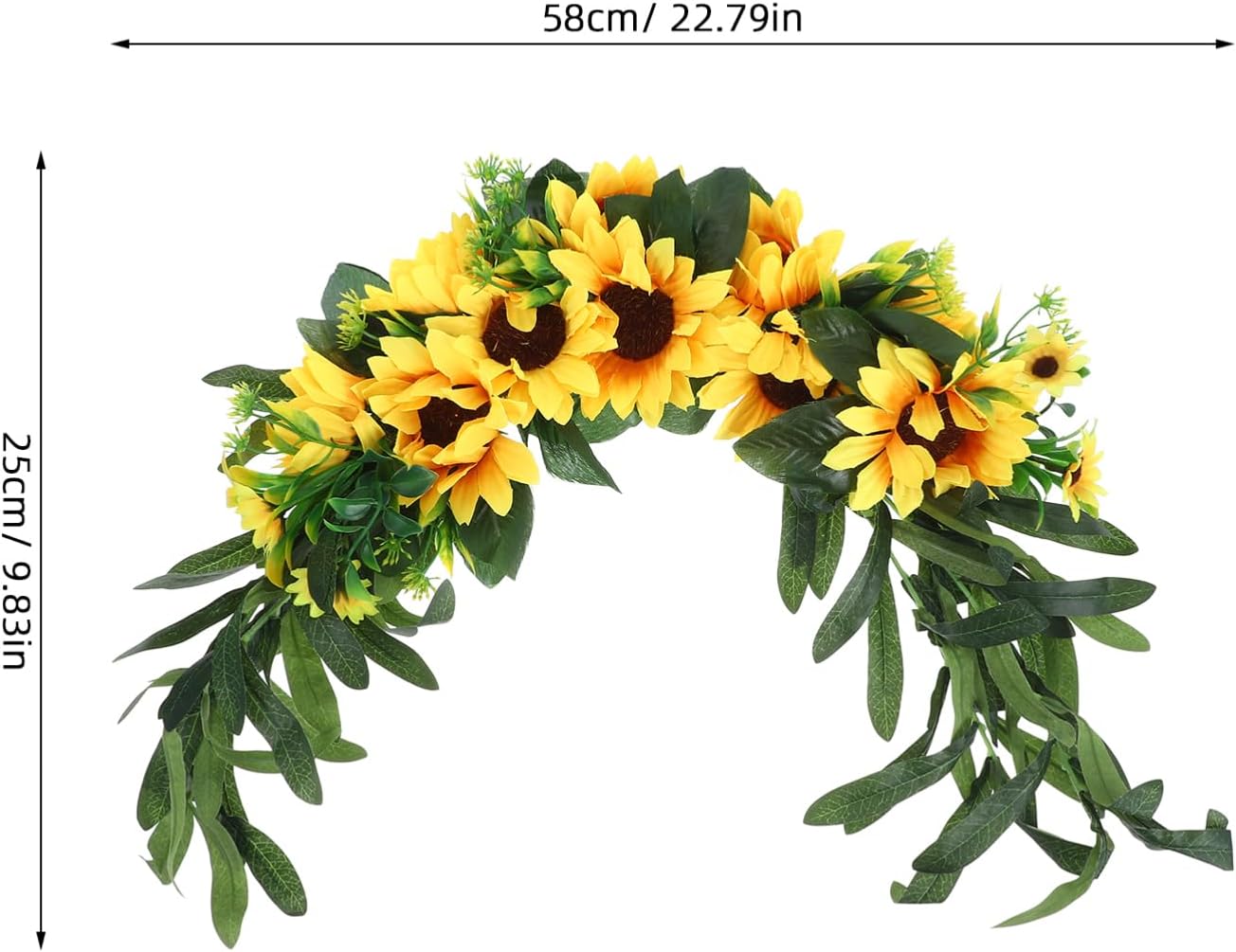 VOSAREA Artificial Sunflower Swag Door Wreath Floral Hanging Decoration for Home Wedding Front Door Wall Garden Beautiful Sunflower Garland