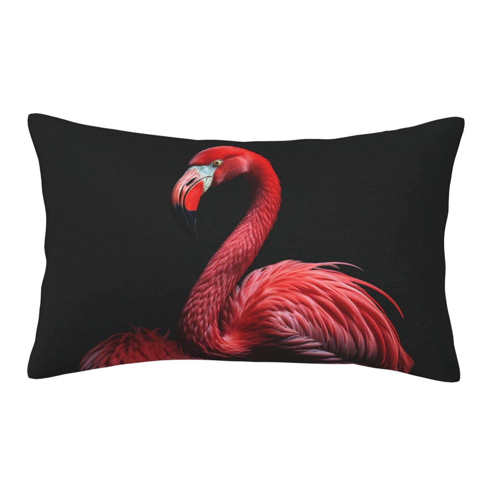 Velvet Pillowcases 14"x20" Ultra Soft Breathable Pillow Cases, Luxury Fuzzy Throw Pillow Covers with Zipper, Flamingo Black Background Pillow Shams All Seasons Decorative Cushion Cases for Couch