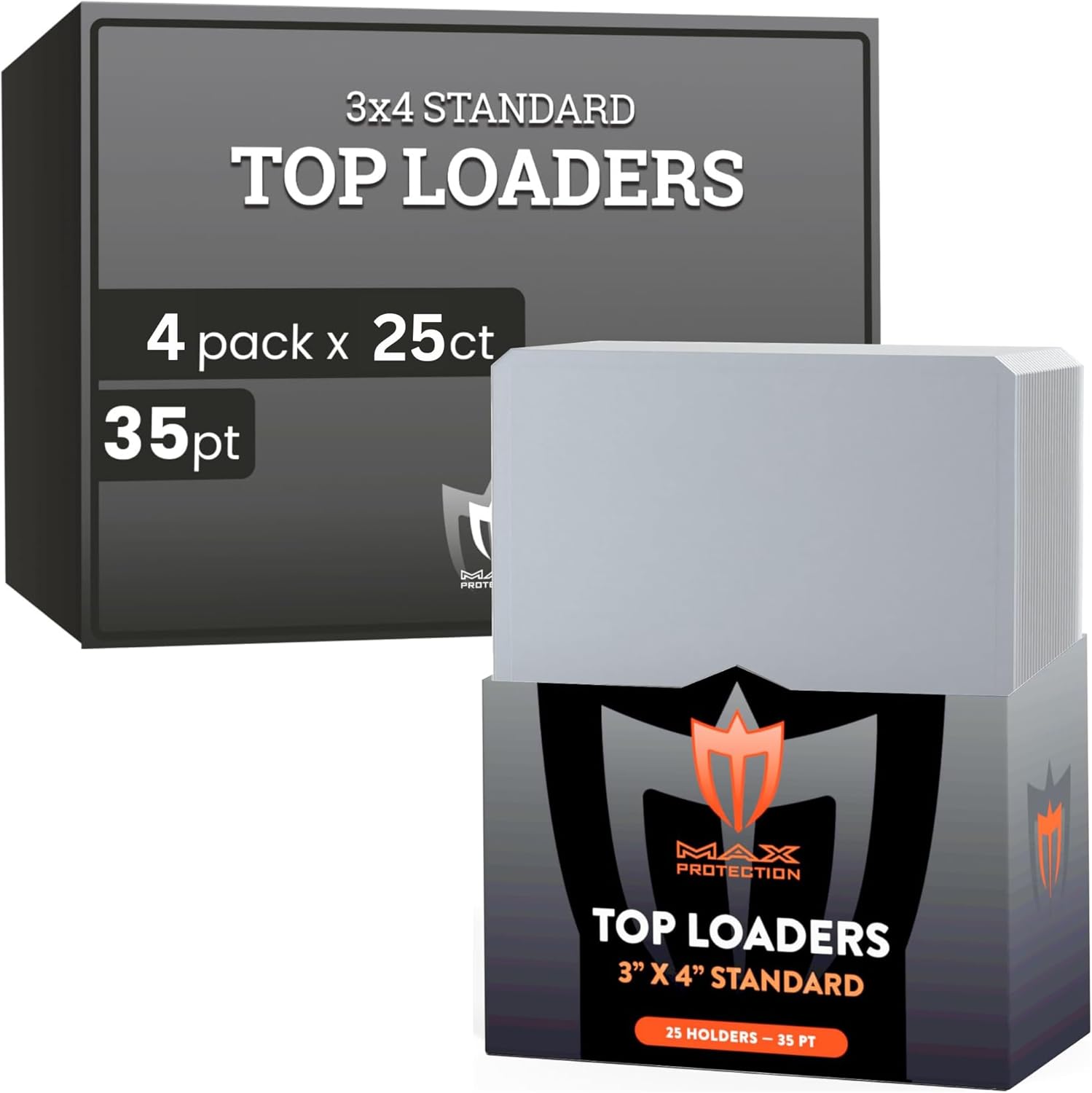 Max Protection - 35pt Top Loaders for Cards - 100 Count - Premium 3x4 Inch Trading Card Toploaders - Protect Your Baseball and Sports Cards with These Crystal Clear Hard Plastic Sleeves Protectors